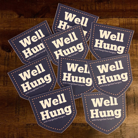 Well Hung (with Hangerbee Hangers) Large Sticker
