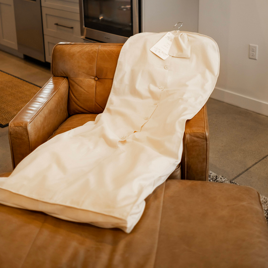 extra large muslin cotton garment bag with buttons perfect for museum clothing storage and closet organization